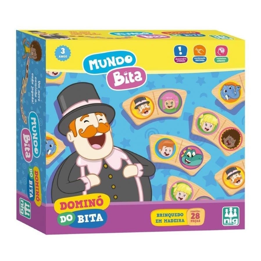Domino do Mundo Bita C/ 28 Pecas - Madeira - Nig