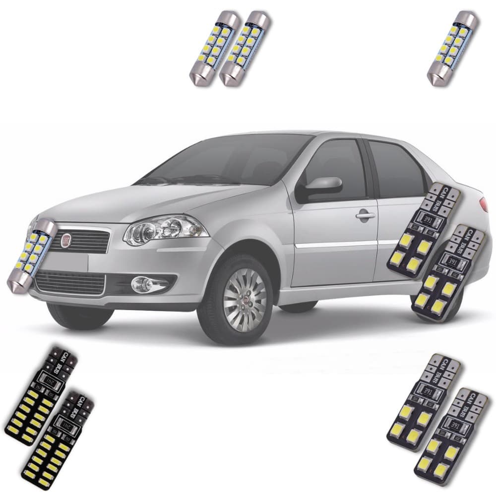 Kit Lâmpadas Automotiva em Led Fiat Siena 2007 a 2012