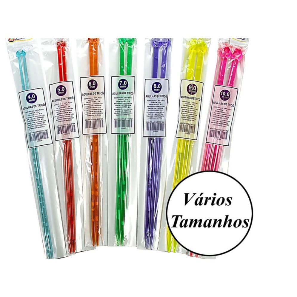Agulhas De Tricô Acrílica - Varios Tamanhos
