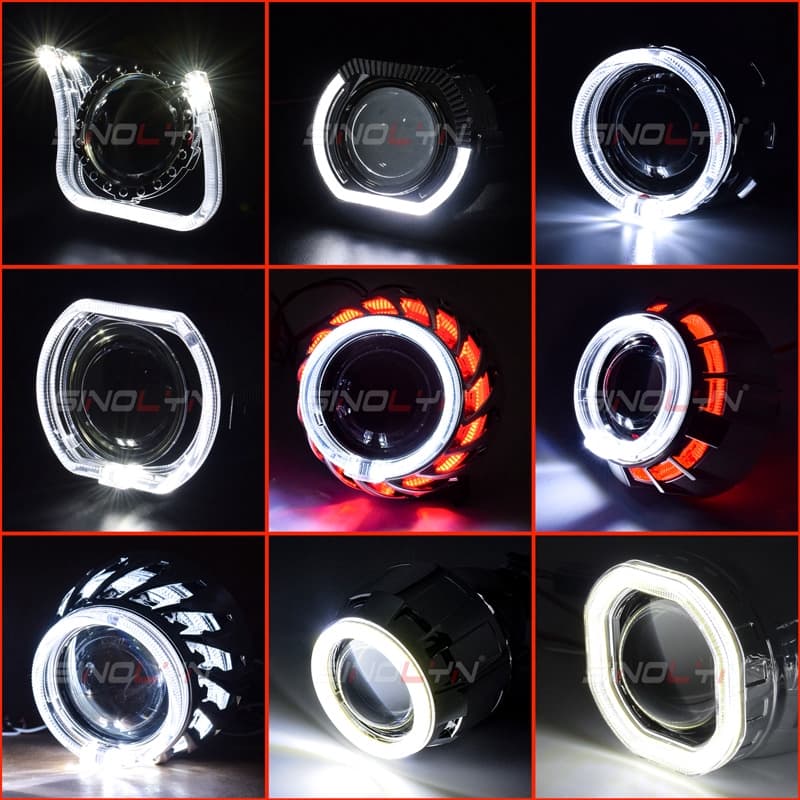 LED Anjo Olhos Mortalhas Para 2.5'H1 WST Bi-Xenon Lente Do Projetor Máscara Cobre Molduras Farol Retrofit Carro DIY