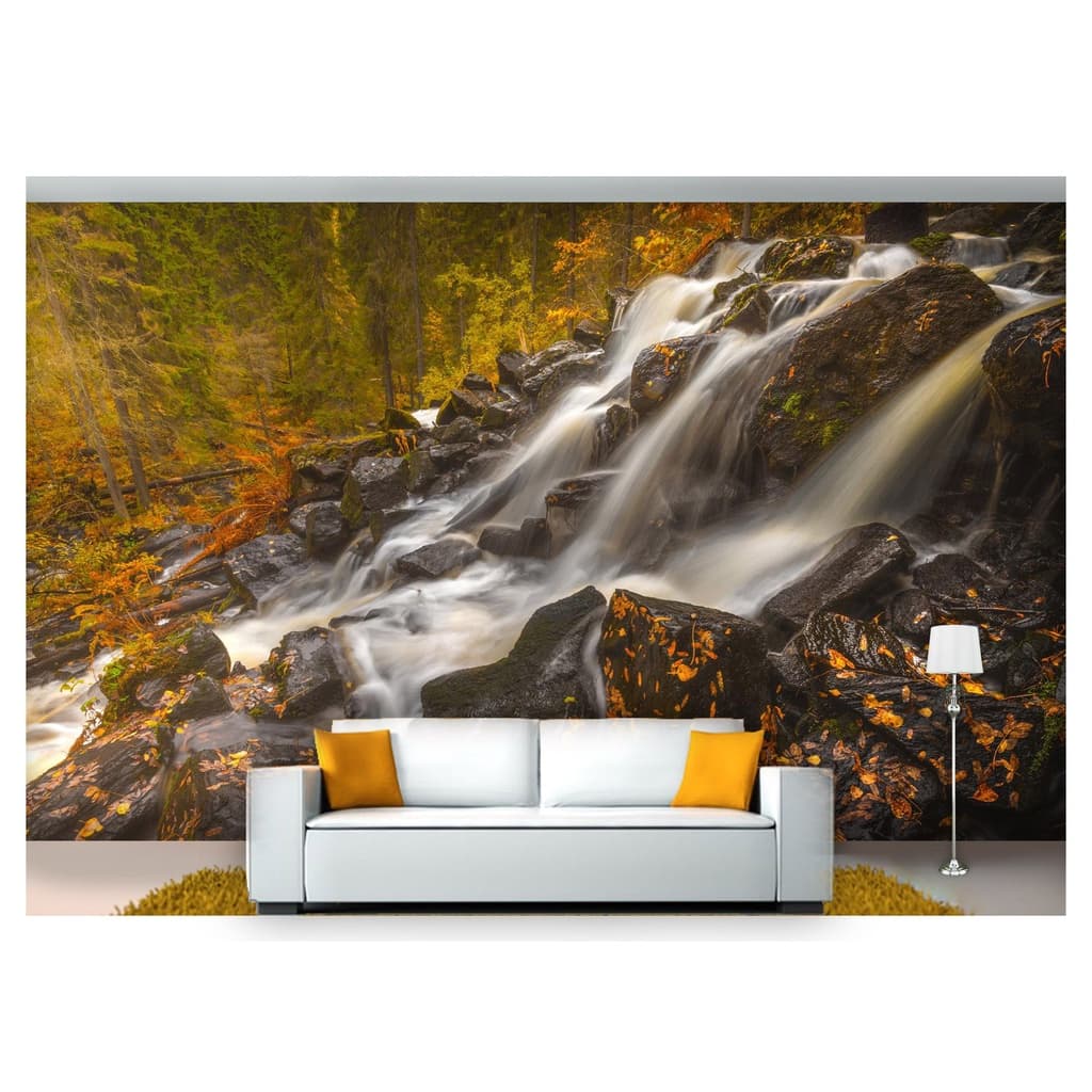 papel de parede Cachoeira Natureza Outono 3D 7,5m² NCH133