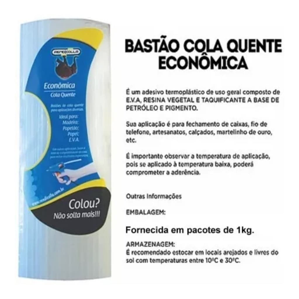 Bastão De Cola Quente Semitransparente. 11,2mm Grosso 1 Kg Rendicolla*