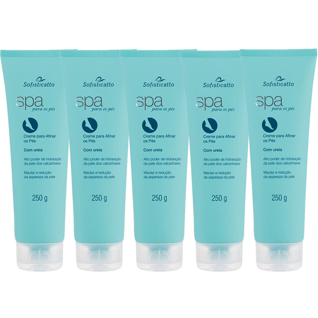 Kit 05 Cremes Hidratante Para Afinar Os Pés Com Uréia 250g