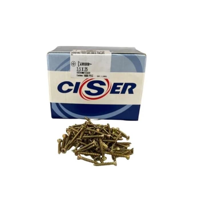 Parafuso Chipboard Chata Para Madeira 3,5x25 Cx 1000 Peças