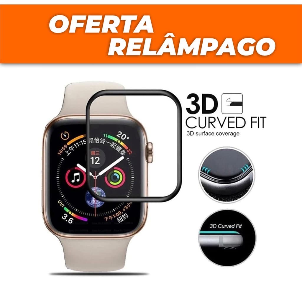 A Melhor Pelicula Apple Watch Gel 3D Curvada 38mm 40mm 42mm 44mm