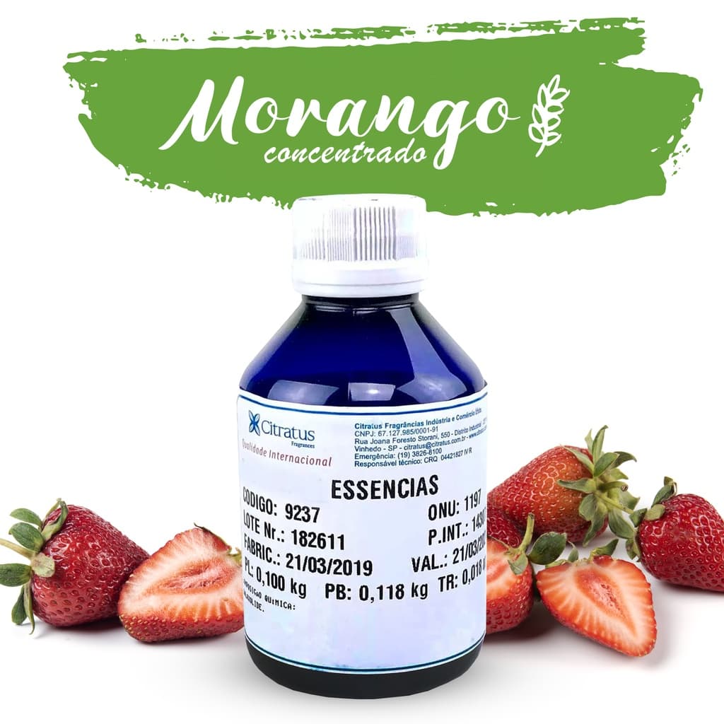 Essência Concentrada Morango | Sabonetes | Velas Aromáticas - Citratus 100ml