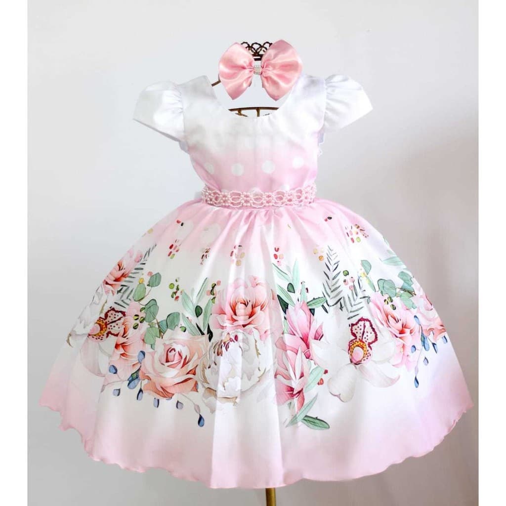 Vestido Infantil Juvenil Jardim Encantado Flores E Borboleta Exclusivo
