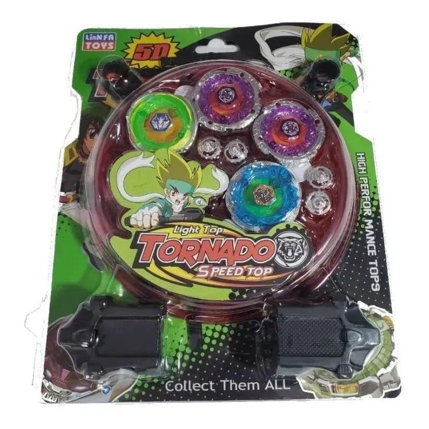 2 Beyblade Metal Led 5d + Lançador + Pião Tornado Com Arena Promoção