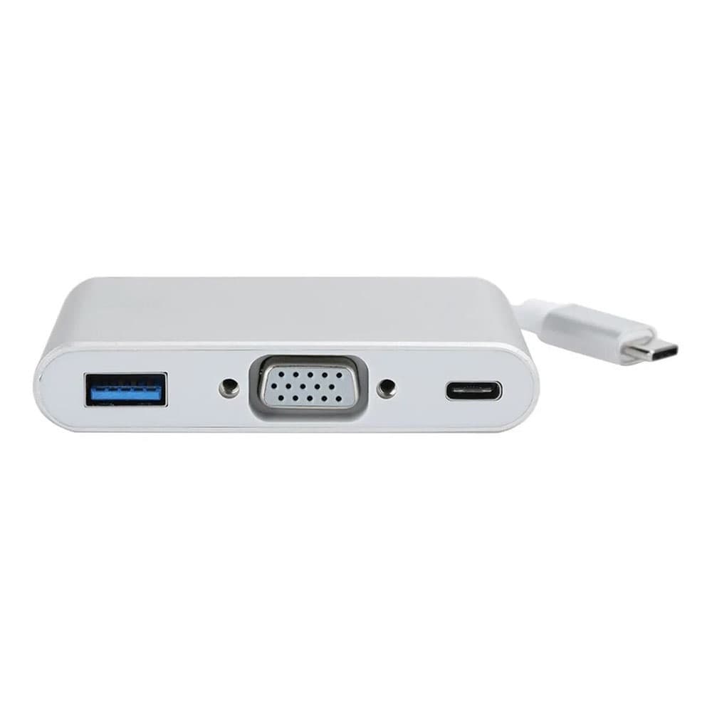 Hub USB, Romacci 3 em 1 hub tipo C USB C para USB3.0 / VGA/adaptador tipo C 1080P