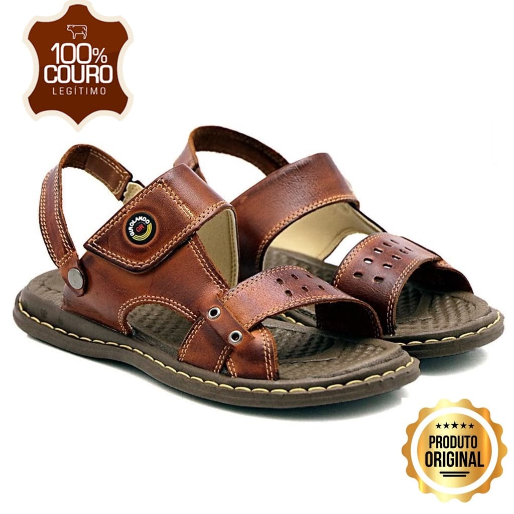 Papet Masculina Sandalia de couro Chinelo Masculino confortável ajuste original Oferta Promoção