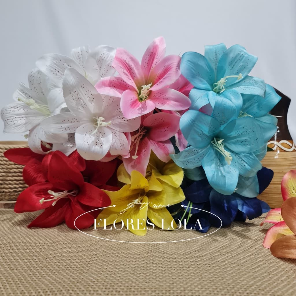 Lírio Artificial Buque Com 5 Flor P/ Decoração Casamento, Arranjos, Decorar Festas e casa