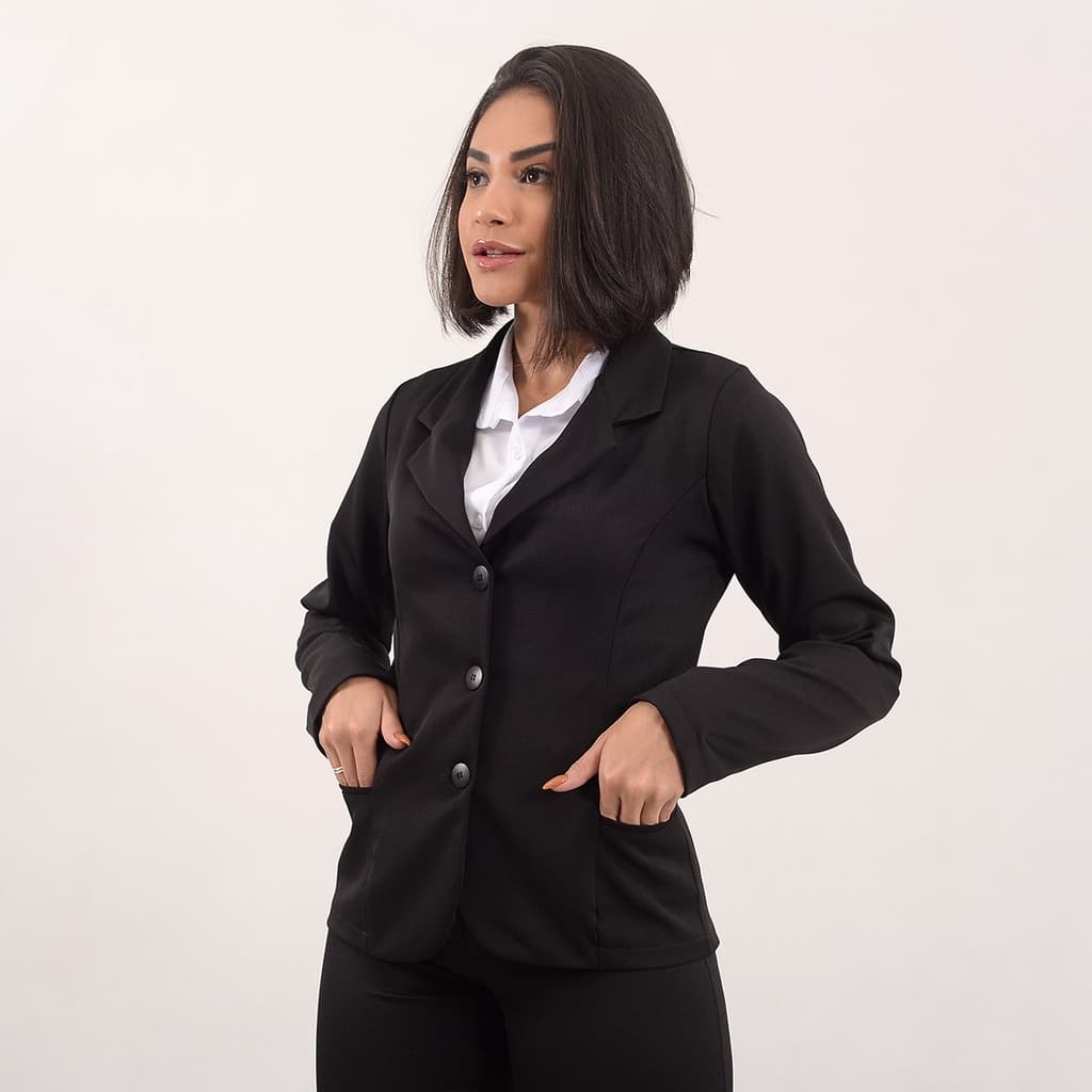 Blazer Social Feminino Two Way C/bolso  Stretch Alfaiataria