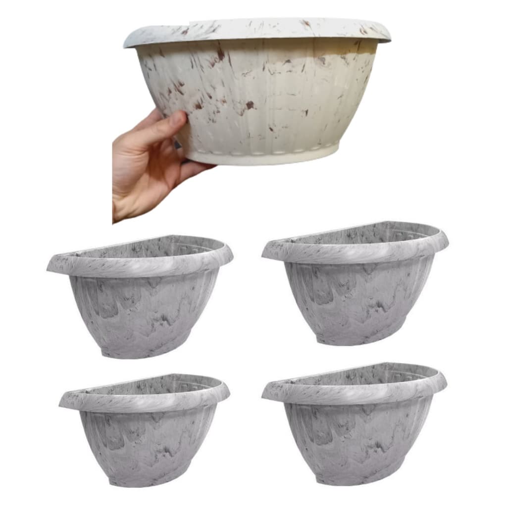 Kit 5 Vaso Grego de Parede Marmorizado Plástico 1,6L / 2,8L / 820ml Plantas Jardins Flores