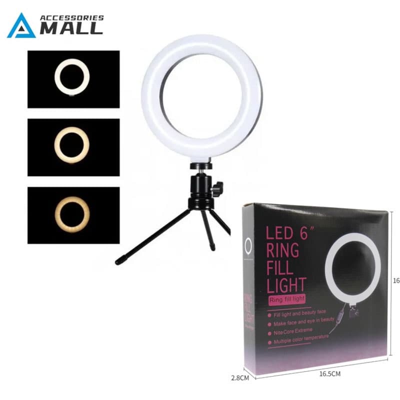 Ring Light Iluminador Selfie Makeup Tripé Luz 16cm 6 polegada Âncora ao vivo beleza luzes  Lâmpada + suporte