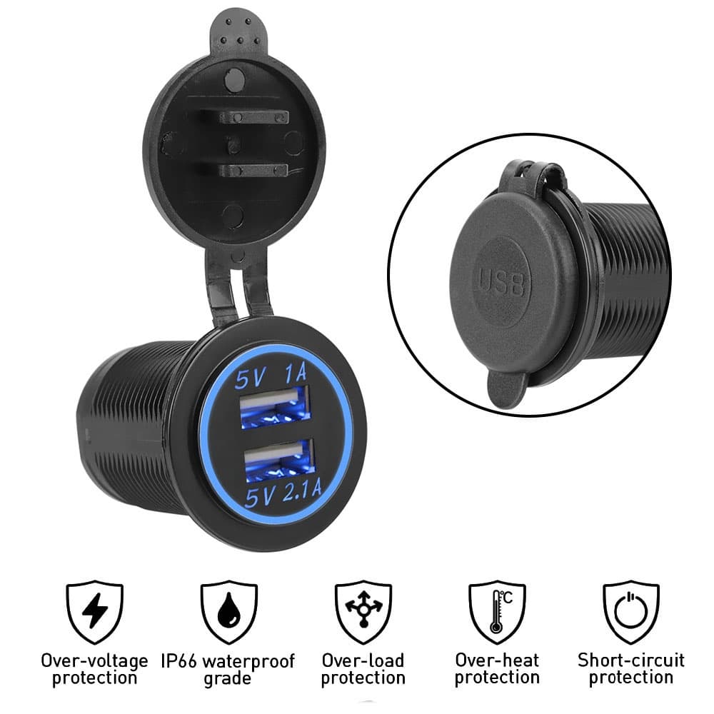 Adaptador De Tomada 3.1a Dual Usb De 12-24v Para Caminhão / Motocicleta