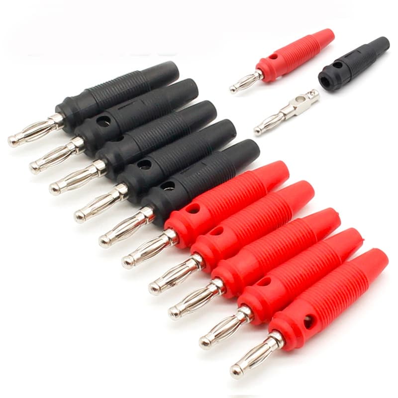 10 Pçs/Lote Vermelho E Preto 4mm Lado Empilhável Banana Plug Conector Para Speaker Musical De Áudio Vídeo DIY