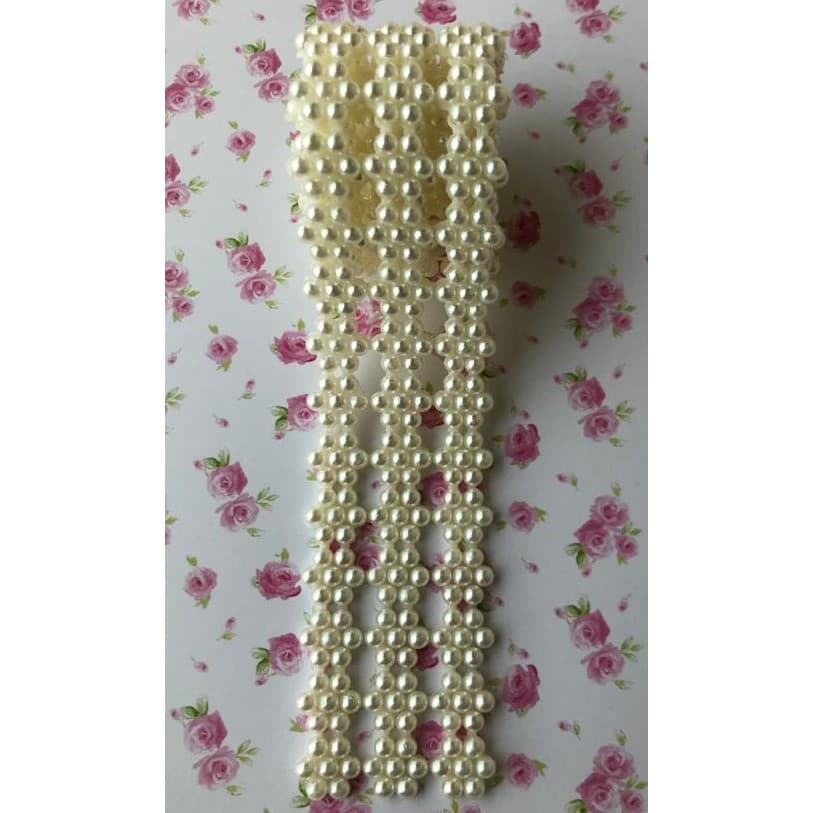 Manta de Flor de Pérolas ABS 3,5x4. Artesanato Decoração