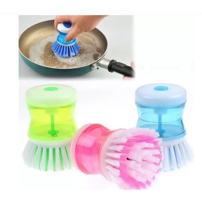 Escova Lava Louças Com Recipiente Reservatório Dispenser Para Detergente Sabão Cozinha Well Clean Multiuso