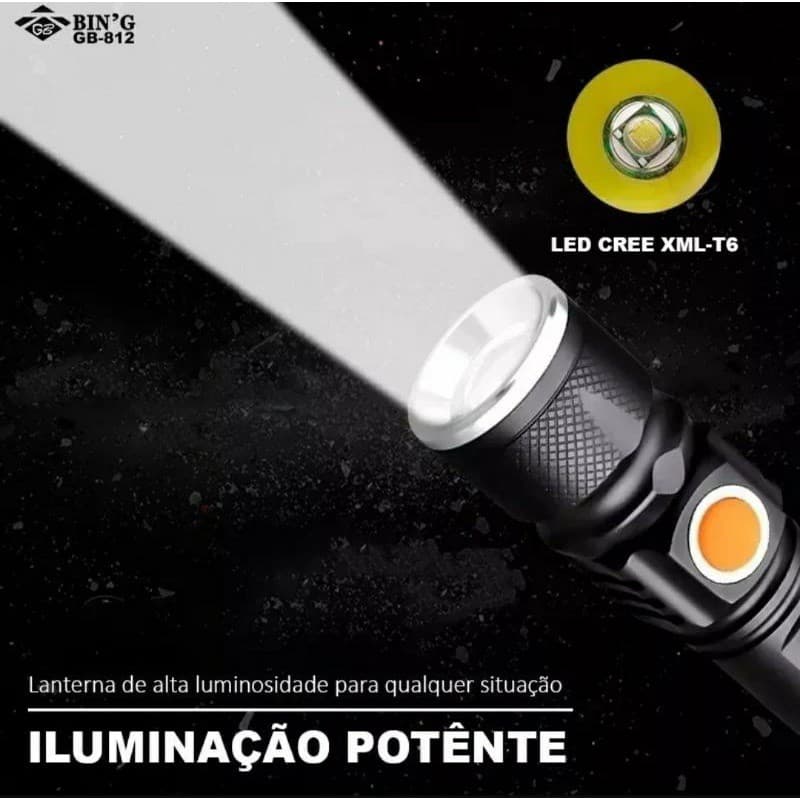 Lanterna Profissional Tatica Led 98000w Recarregavel Usb
