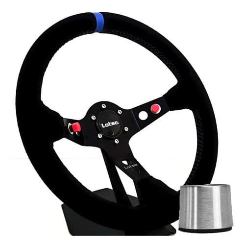 Volante Esportivo Lotse Dakar Camurça Tarja Azul + Cubo Chevette