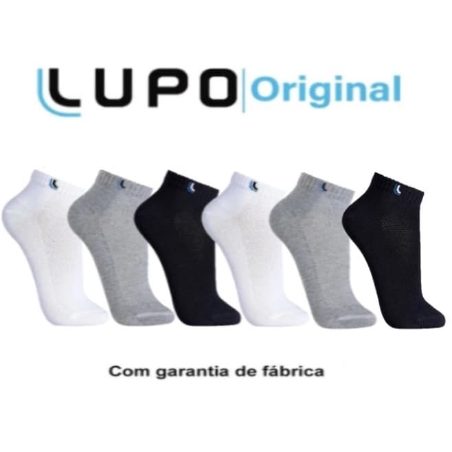 Kit 6 Pares Meias Lupo Soquete Cano Curto Sport Algodão