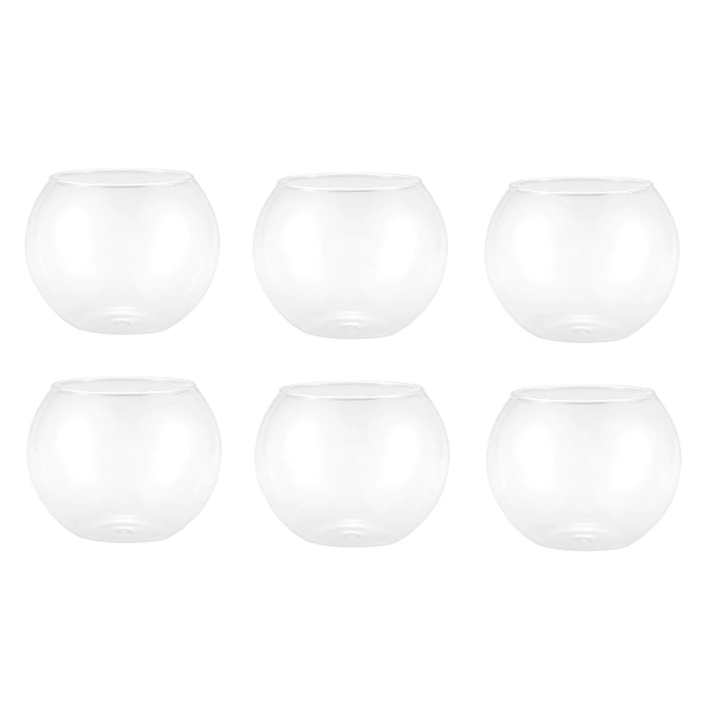 Kit 6 Mini Vaso Castiçal Tipo Aquário De Vidro 5x6cm 100ml Redondo Decoração Mesa Vasinho Flores