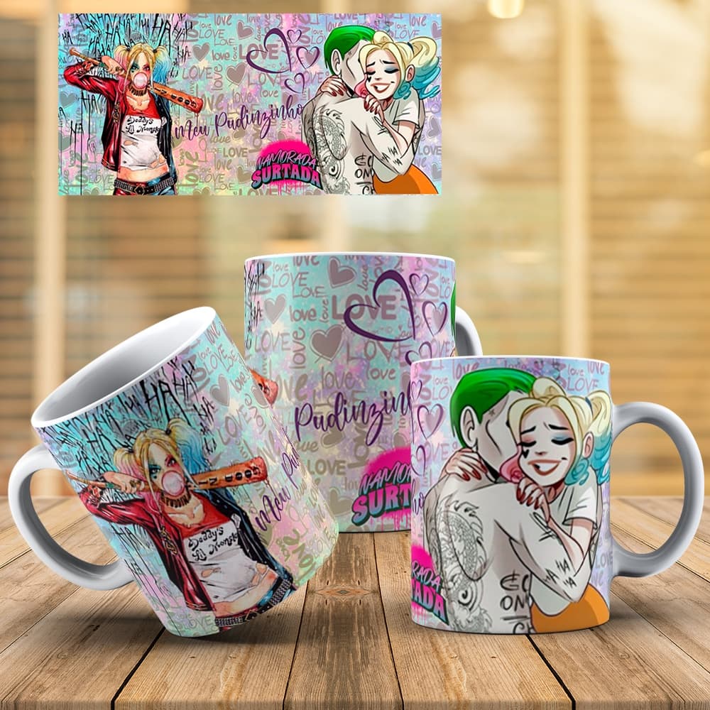 Caneca de Porcelana Personalizada dia dos Namorados Namorada Surtada Alerquina Curinga - Varios Modelos Presente Namorado Meu Pudinzinho