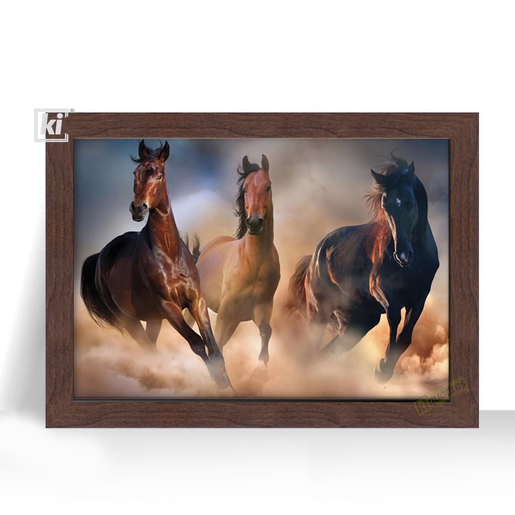 Quadro Cavalos Correndo Foto Poster moldura 44cm