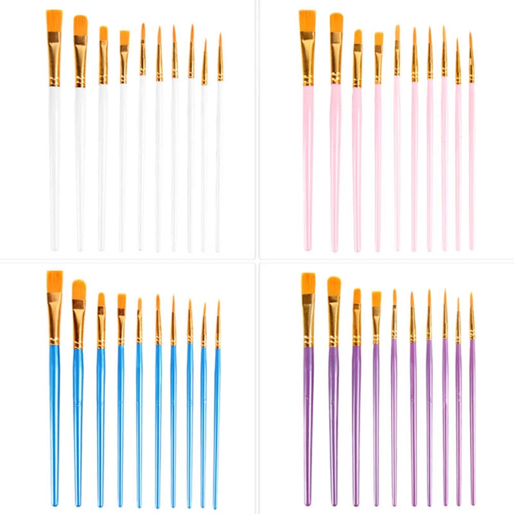 Kit 10 Peças Profissional Pincel De Pintura Náilon Artista Pincéis Aquarela Novas Cores