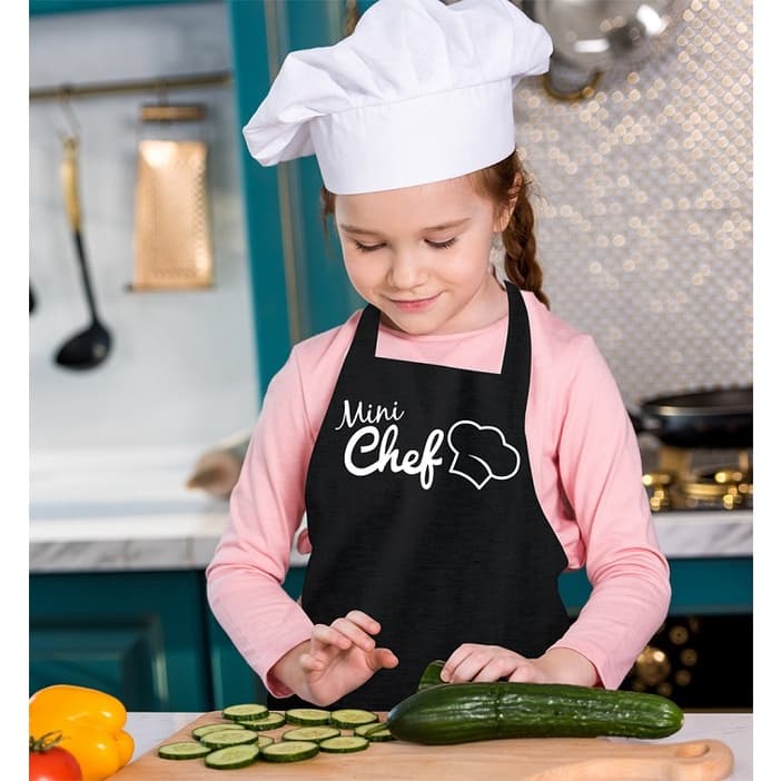 Avental Infantil Pratika Mini Chef  Cor Preto