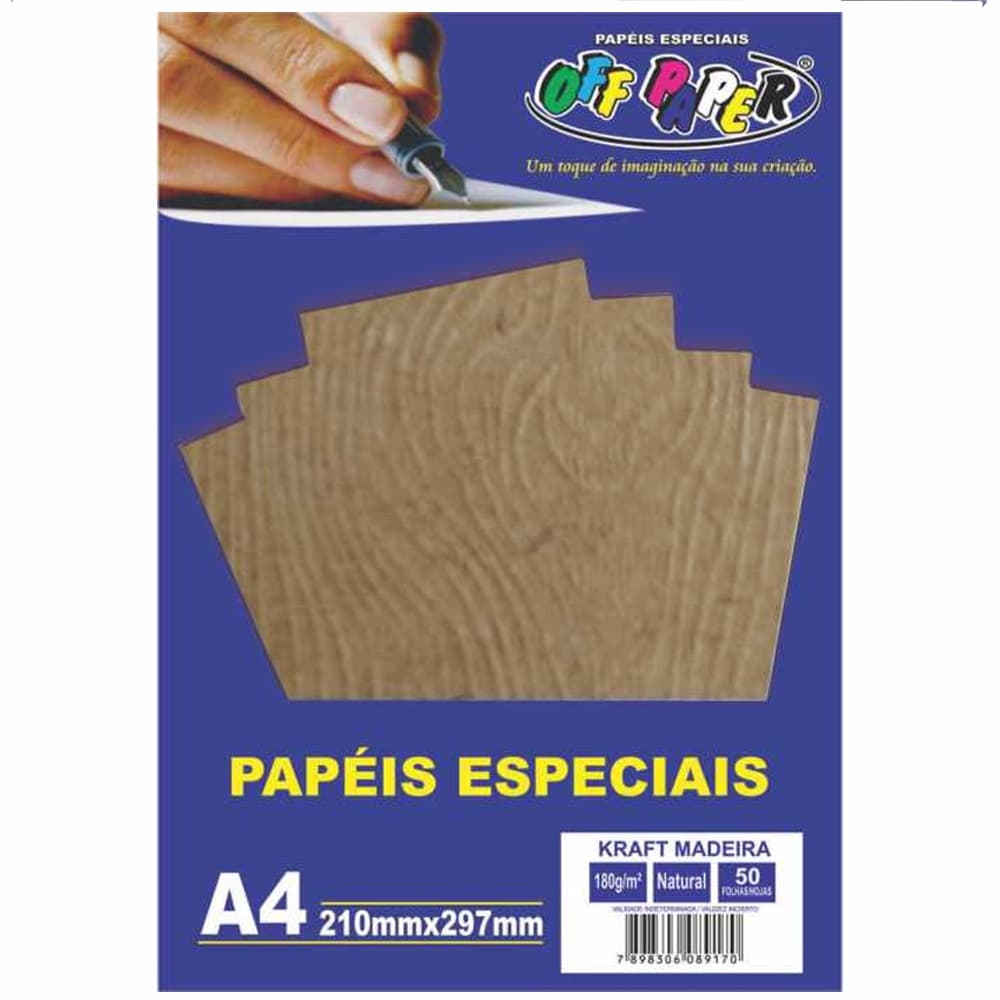 Papel kraft A4 180gr Kraft Madeira com 50 folhas