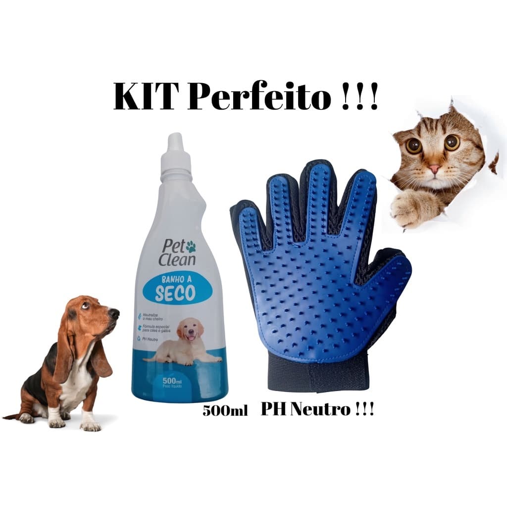 Banho a Seco para Cães e Gatos, Pet Clean 500ml + Luva Tira Pelos não conseguiu ir ao PET.