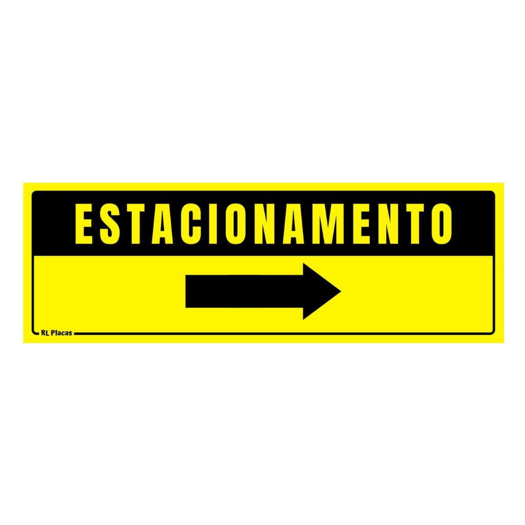 Placa de Sinalização Estacionamento Seta a Direita 30 x 10 - Amarela