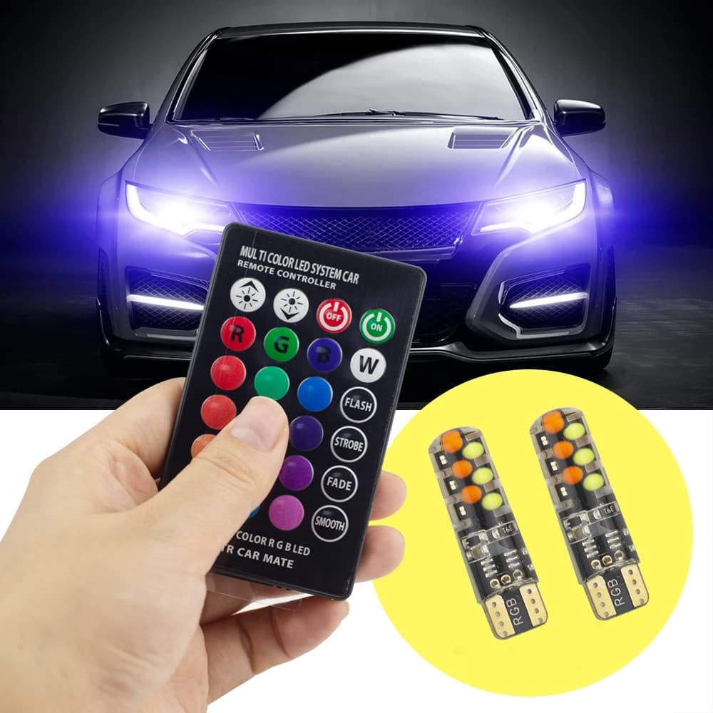 RGB T10 194 168 W5W Controle Remoto Cúpula De Carro Luz De Leitura Automóveis Lâmpada De Cunha LED Flash