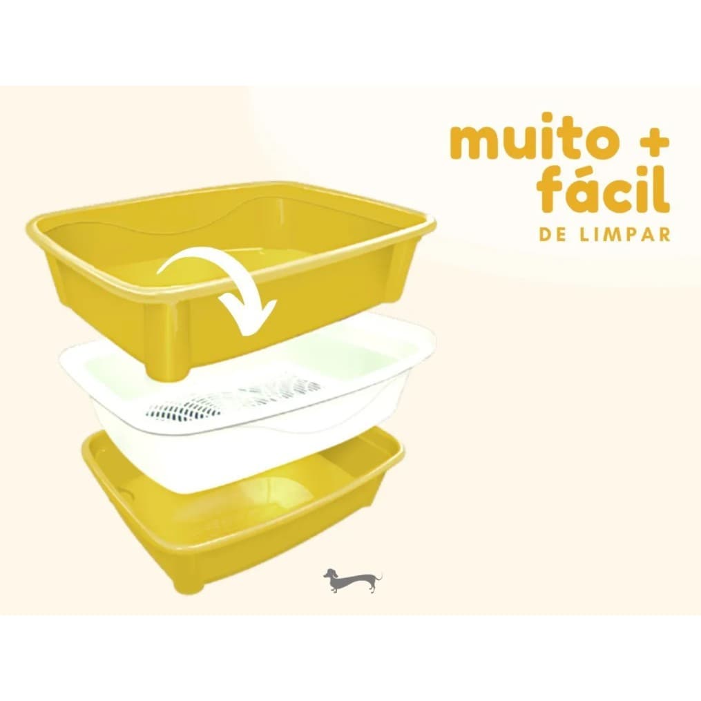 Banheira Para Gatos Caixa De Areia Pratica De Limpar 3 Peças Furacão Pet Sanitário Pet Original