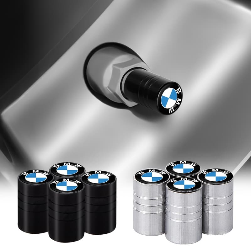 4 Pçs/set Alumínio Tampa Da Válvula Do Pneu De Carro Preto/Prata Cilíndrico Roda Haste Cap Núcleo Para BMW E61 E90 E82 E70 E71 E87 E88 E89 X5 X6