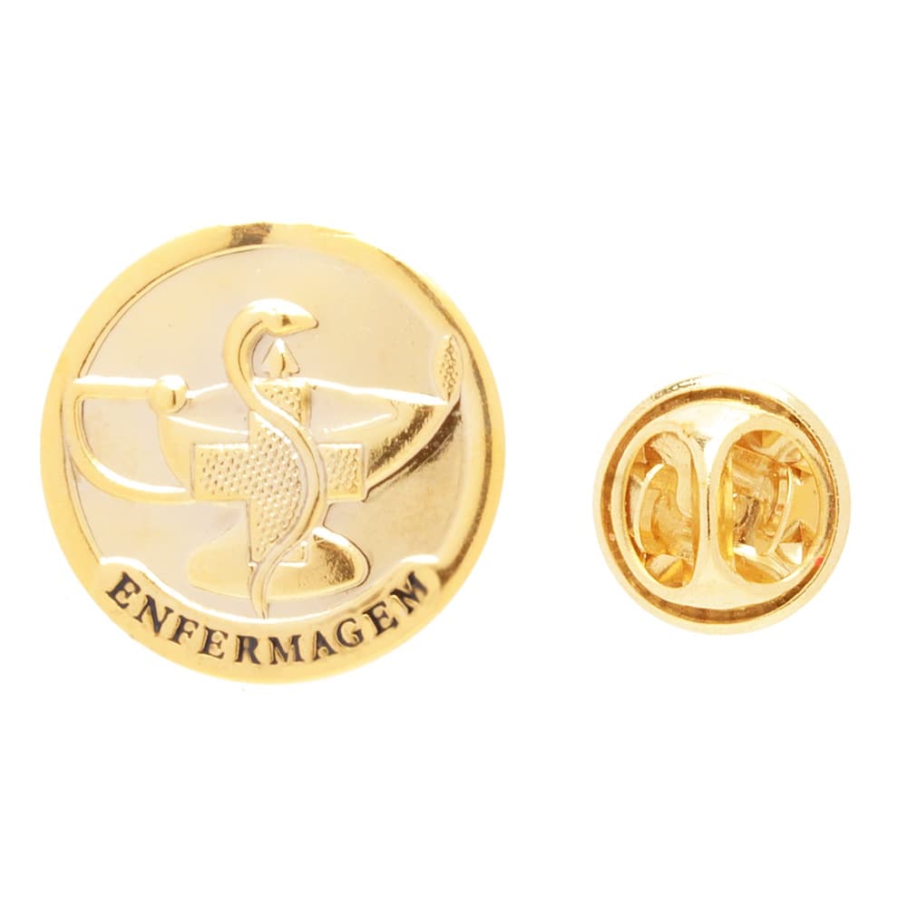 Broche Profissões Enfermagem Folheado A Ouro 18k