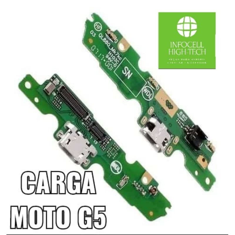Conector carga placa usb microfone moto g5 xt1672