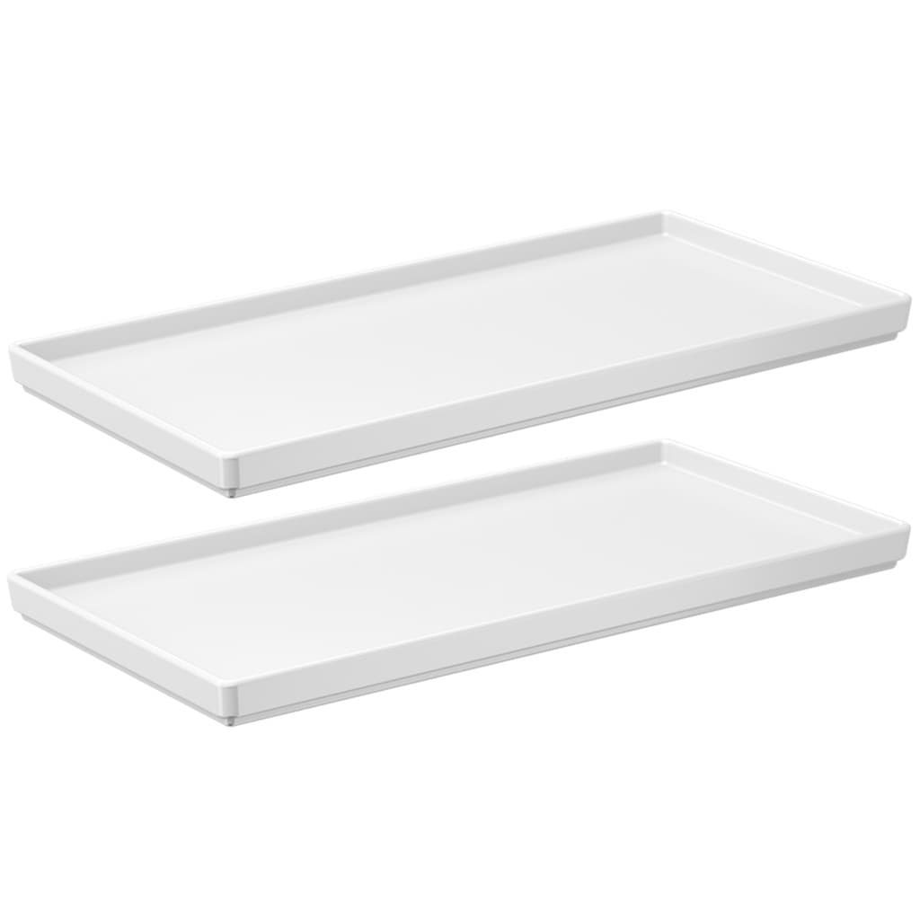 Kit 2 Bandeja Travessa Retangular 27x13cm Decorativa Multiuso Pia Banheiro Lavabo Branco - Coza