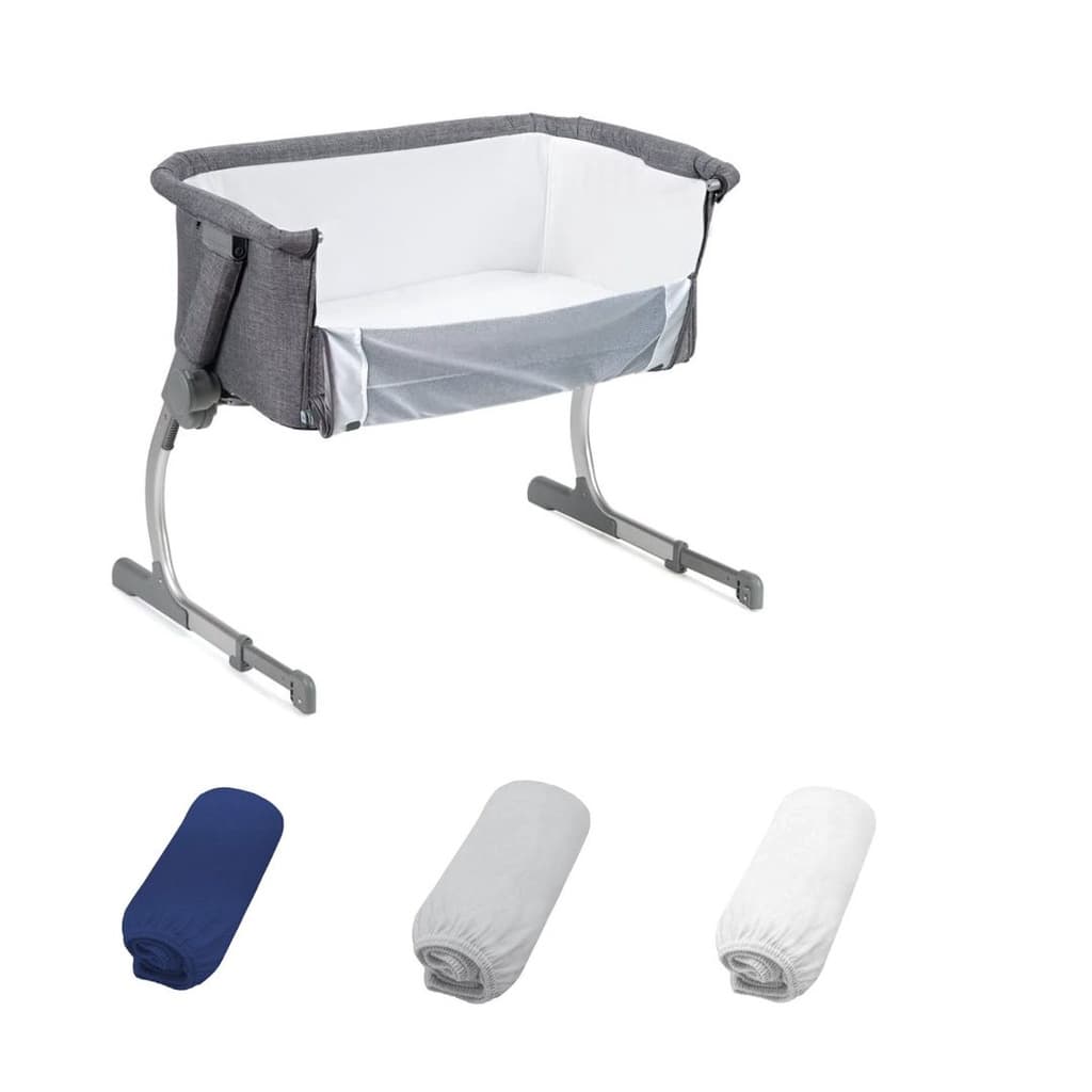 3 Lençóis berço portátil Safety st1 side by side Branco/Cinza/Azul Marinho