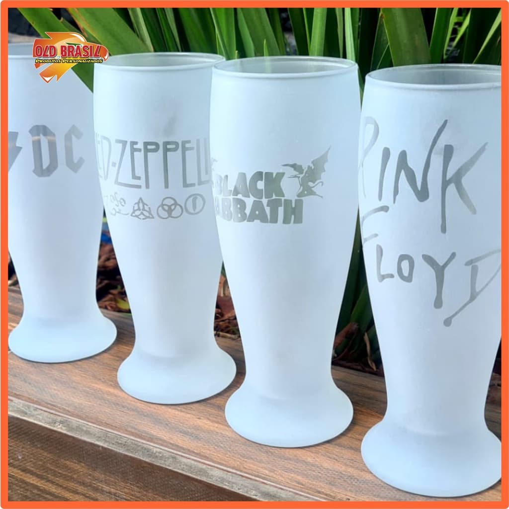 Tulipa de Chopp 320 ml - BANDA DE ROCK - VIDRO- Personalizada (FOSCA)