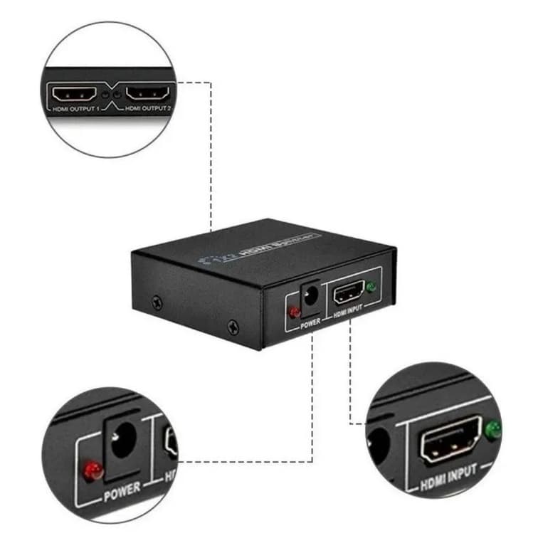Splitter Divisor Hdmi Hdtv 1x2 1 Entrada 2 Saídas Full Hd 3d