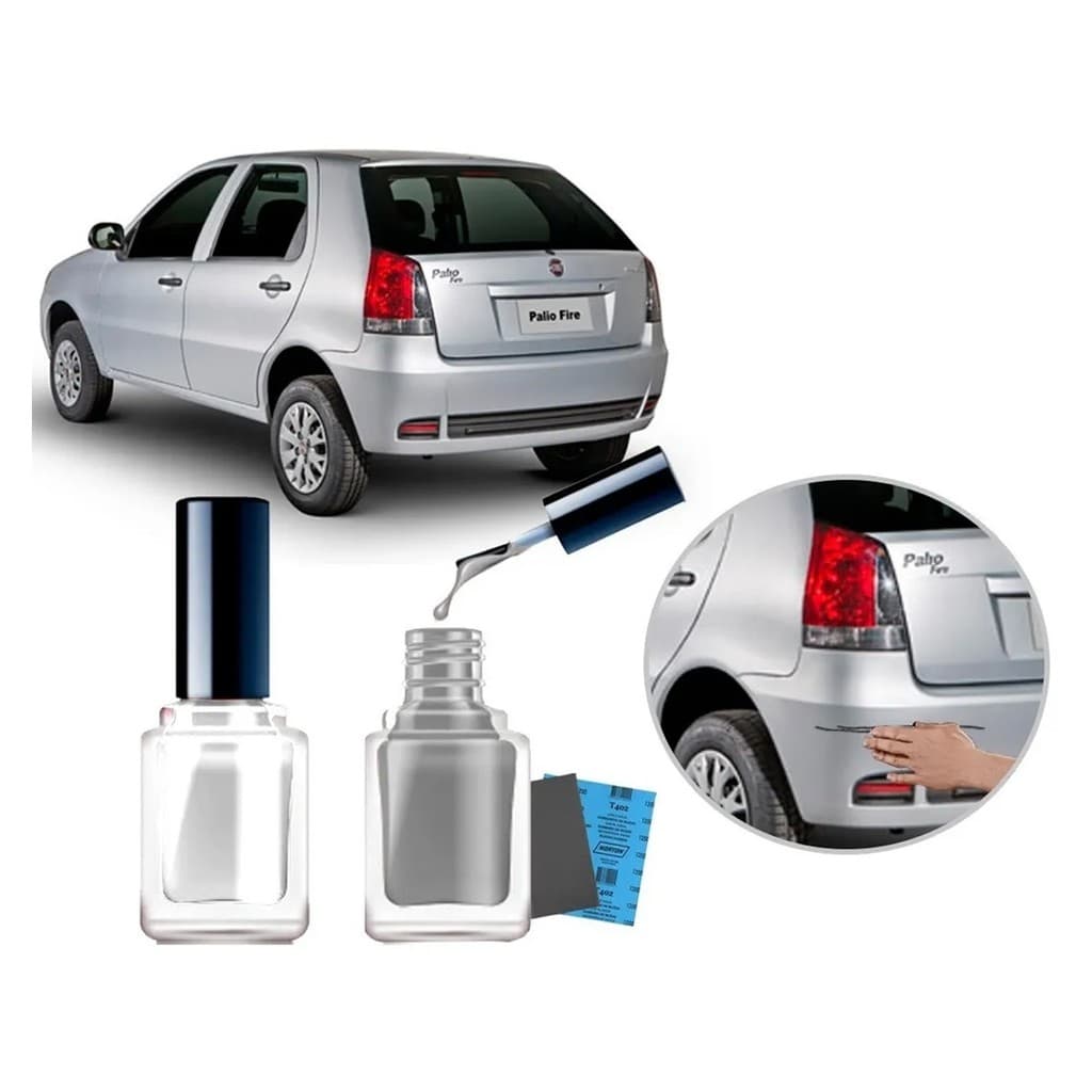 Tinta Tira Risco Automotivo Cor Carro Fiat Palio Fire Economy 2007 2008 2009 2010 2011 2012 2013 Prata - Cor Original