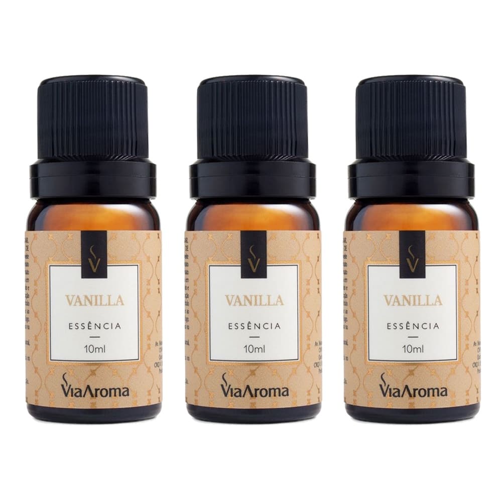 Kit 3 Essências Via Aroma Clássica Vanilla 10ml Para Aromatizador e Difusor de Aromas