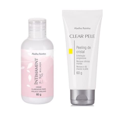 Kit Creme Clareador Para Axilas E Virilhas + Peeling De Cristal Clear Pele