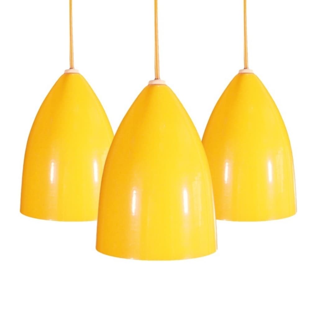 Kit 3 Luminárias Lustre Pendente Vegas Amarelo e Branco