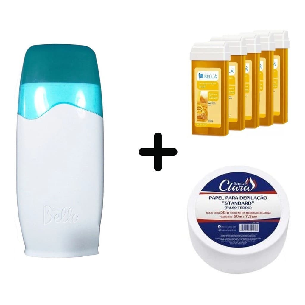 Aparelho Roll On Depil Bella + 5 Ceras Refil + Papel Perlon
