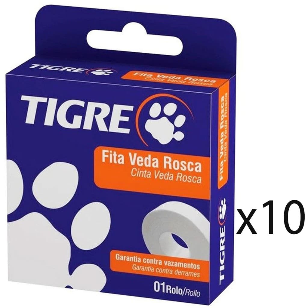 Kit 10 Fita Veda Rosca 18mm X 10 Metros - Tigre
