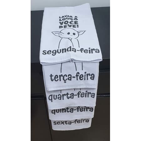 Dias da Semana - Pano de prato pintado - Pano de copa - Pano de prato - valor da unidade.