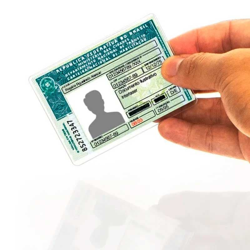 3x Protetor para documento Porta CNH rígido transparente